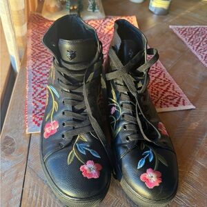 Gucci Black Floral High-Top Sneakers